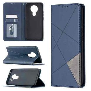 For Nokia 3.4 Rhombus Texture Horizontal Flip Magnetic Leather Case with Holder & Card Slots(Blue)