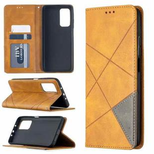 For Xiaomi Mi 10T / 10 Pro 5G Rhombus Texture Horizontal Flip Magnetic Leather Case with Holder & Card Slots(Yellow)