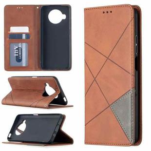 For Xiaomi Mi 10T Lite 5G Rhombus Texture Horizontal Flip Magnetic Leather Case with Holder & Card Slots(Brown)