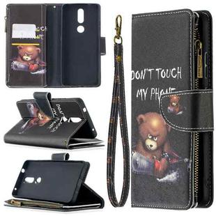 For Nokia 2.4 Colored Drawing Pattern Zipper Horizontal Flip Leather Case with Holder & Card Slots & Wallet(Bear)