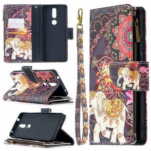For Nokia 2.4 Colored Drawing Pattern Zipper Horizontal Flip Leather Case with Holder & Card Slots & Wallet(Flower Elephants)