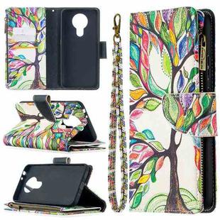 For Nokia 3.4 Colored Drawing Pattern Zipper Horizontal Flip Leather Case with Holder & Card Slots & Wallet(Tree)