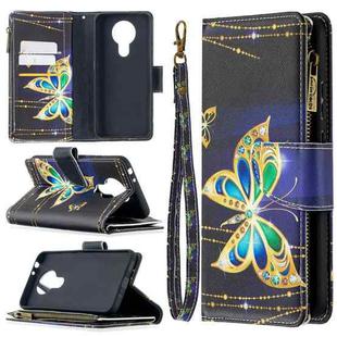 For Nokia 3.4 Colored Drawing Pattern Zipper Horizontal Flip Leather Case with Holder & Card Slots & Wallet(Big Butterfly)