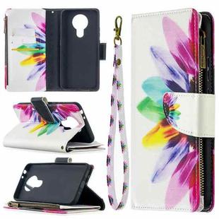 For Nokia 3.4 Colored Drawing Pattern Zipper Horizontal Flip Leather Case with Holder & Card Slots & Wallet(Sun Flower)