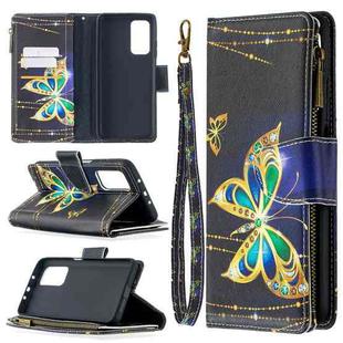 For Xiaomi Mi 10T / 10 Pro 5G Colored Drawing Pattern Zipper Horizontal Flip Leather Case with Holder & Card Slots & Wallet(Big Butterfly)
