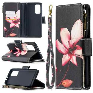 For Xiaomi Mi 10T / 10 Pro 5G Colored Drawing Pattern Zipper Horizontal Flip Leather Case with Holder & Card Slots & Wallet(Lotus)