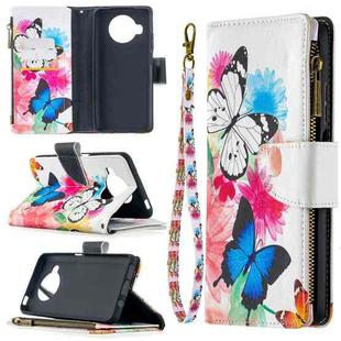 For Xiaomi Mi 10T Lite 5G Colored Drawing Pattern Zipper Horizontal Flip Leather Case with Holder & Card Slots & Wallet(Two Butterflies)