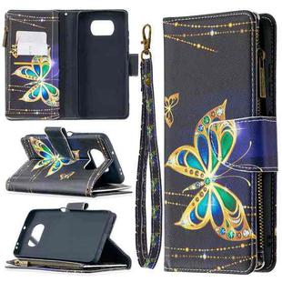 For Xiaomi Mi Poco X3 Colored Drawing Pattern Zipper Horizontal Flip Leather Case with Holder & Card Slots & Wallet(Big Butterfly)