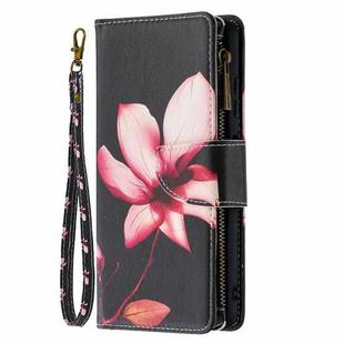 For Xiaomi Mi Poco X3 Colored Drawing Pattern Zipper Horizontal Flip Leather Case with Holder & Card Slots & Wallet(Lotus)
