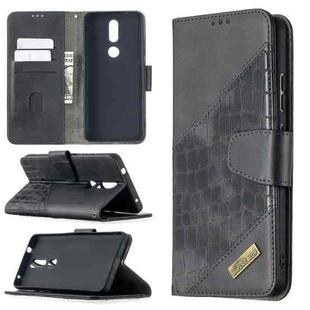 For Nokia 2.4 Matching Color Crocodile Texture Horizontal Flip PU Leather Case with Wallet & Holder & Card Slots(Black)