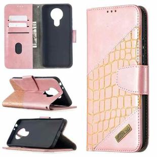 For Nokia 3.4 Matching Color Crocodile Texture Horizontal Flip PU Leather Case with Wallet & Holder & Card Slots(Rose Gold)
