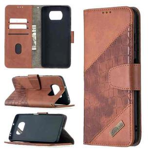 For Xiaomi Mi Poco X3 Matching Color Crocodile Texture Horizontal Flip PU Leather Case with Wallet & Holder & Card Slots(Brown)