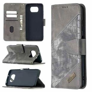 For Xiaomi Mi Poco X3 Matching Color Crocodile Texture Horizontal Flip PU Leather Case with Wallet & Holder & Card Slots(Grey)