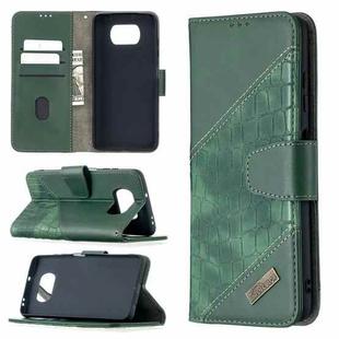 For Xiaomi Mi Poco X3 Matching Color Crocodile Texture Horizontal Flip PU Leather Case with Wallet & Holder & Card Slots(Green)