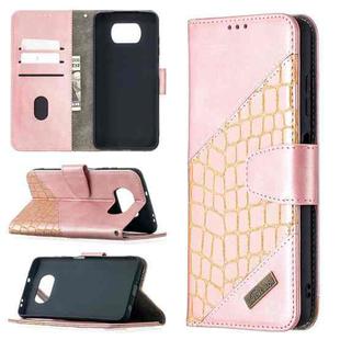 For Xiaomi Mi Poco X3 Matching Color Crocodile Texture Horizontal Flip PU Leather Case with Wallet & Holder & Card Slots(Rose Gold)