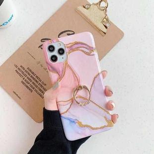 Irregular Marble Pattern Shockproof Protective Case with Ring Holder For iPhone 12 Pro Max(Shining Gold Pink)
