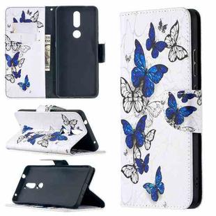 For Nokia 2.4 Colored Drawing Pattern Horizontal Flip Leather Case with Holder & Card Slots & Wallet(Blue Butterfly)