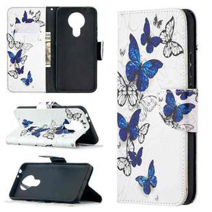 For Nokia 3.4 Colored Drawing Pattern Horizontal Flip Leather Case with Holder & Card Slots & Wallet(Blue Butterfly)