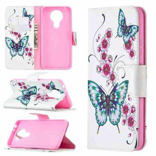 For Nokia 3.4 Colored Drawing Pattern Horizontal Flip Leather Case with Holder & Card Slots & Wallet(Peach Blossom and Butterfly)