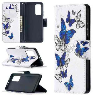 For Xiaomi Mi 10T / 10 Pro 5G Colored Drawing Pattern Horizontal Flip Leather Case with Holder & Card Slots & Wallet(Blue Butterfly)