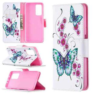 For Xiaomi Mi 10T / 10 Pro 5G Colored Drawing Pattern Horizontal Flip Leather Case with Holder & Card Slots & Wallet(Peach Blossom and Butterfly)