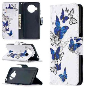 For Xiaomi Mi 10T Lite 5G Colored Drawing Pattern Horizontal Flip Leather Case with Holder & Card Slots & Wallet(Blue Butterfly)