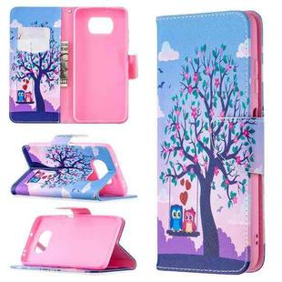 For Xiaomi Mi Poco X3 Colored Drawing Pattern Horizontal Flip Leather Case with Holder & Card Slots & Wallet(Owl)