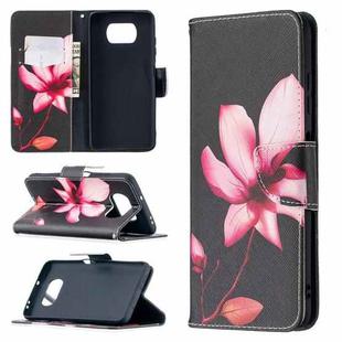 For Xiaomi Mi Poco X3 Colored Drawing Pattern Horizontal Flip Leather Case with Holder & Card Slots & Wallet(Lotus)