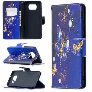 For Xiaomi Mi Poco X3 Colored Drawing Pattern Horizontal Flip Leather Case with Holder & Card Slots & Wallet(Purple Butterfly)