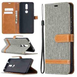 For Nokia 2.4 Color Matching Denim Texture Leather Case with Holder & Card Slots & Wallet & Lanyard(Gray)