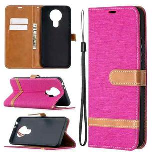 For Nokia 3.4 Color Matching Denim Texture Leather Case with Holder & Card Slots & Wallet & Lanyard(Rose Red)