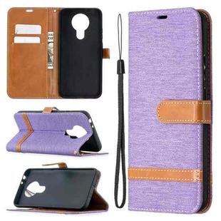 For Nokia 3.4 Color Matching Denim Texture Leather Case with Holder & Card Slots & Wallet & Lanyard(Purple)