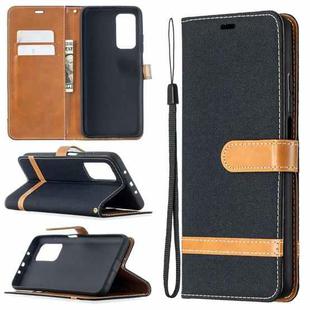 For Xiaomi Mi 10T / 10 Pro 5G Color Matching Denim Texture Leather Case with Holder & Card Slots & Wallet & Lanyard(Black)