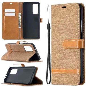 For Xiaomi Mi 10T / 10 Pro 5G Color Matching Denim Texture Leather Case with Holder & Card Slots & Wallet & Lanyard(Brown)