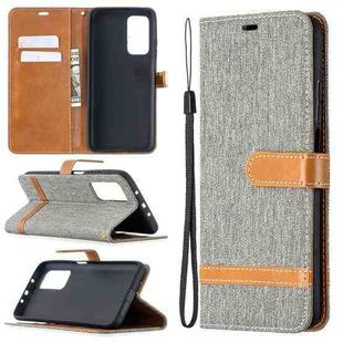 For Xiaomi Mi 10T / 10 Pro 5G Color Matching Denim Texture Leather Case with Holder & Card Slots & Wallet & Lanyard(Gray)