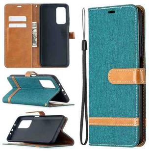 For Xiaomi Mi 10T / 10 Pro 5G Color Matching Denim Texture Leather Case with Holder & Card Slots & Wallet & Lanyard(Green)