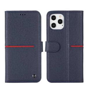 For iPhone 12 mini GEBEI Top-grain Leather Horizontal Flip Protective Case with Holder & Card Slots & Wallet & Photo Frame (Blue)