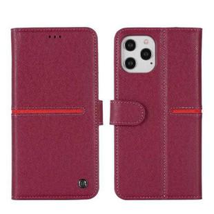 For iPhone 12 mini GEBEI Top-grain Leather Horizontal Flip Protective Case with Holder & Card Slots & Wallet & Photo Frame (Wine Red)