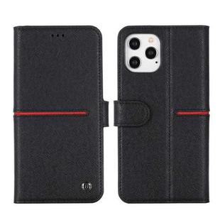 For iPhone 12 Pro Max GEBEI Top-grain Leather Horizontal Flip Protective Case with Holder & Card Slots & Wallet & Photo Frame(Black)