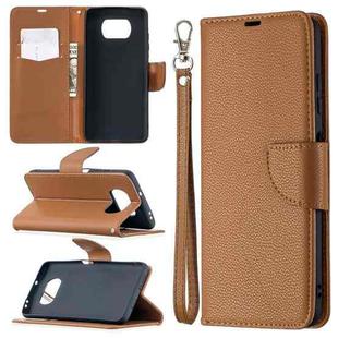 For Xiaomi Poco X3 Litchi Texture Pure Color Horizontal Flip Leather Case with Holder & Card Slots & Wallet & Lanyard(Brown)