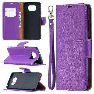 For Xiaomi Poco X3 Litchi Texture Pure Color Horizontal Flip Leather Case with Holder & Card Slots & Wallet & Lanyard(Purple)