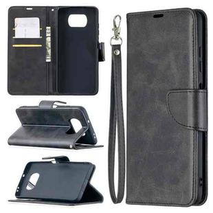 For Xiaomi Poco X3 Retro Lambskin Texture Pure Color Horizontal Flip PU Leather Case with Holder & Card Slots & Wallet & Lanyard(Black)