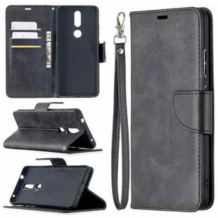 For Nokia 2.4 Retro Lambskin Texture Pure Color Horizontal Flip PU Leather Case with Holder & Card Slots & Wallet & Lanyard(Black)