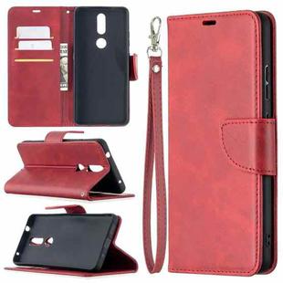 For Nokia 2.4 Retro Lambskin Texture Pure Color Horizontal Flip PU Leather Case with Holder & Card Slots & Wallet & Lanyard(Red)