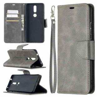 For Nokia 2.4 Retro Lambskin Texture Pure Color Horizontal Flip PU Leather Case with Holder & Card Slots & Wallet & Lanyard(Grey)