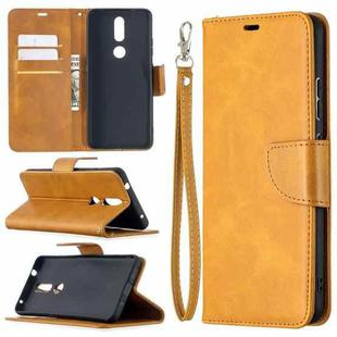 For Nokia 2.4 Retro Lambskin Texture Pure Color Horizontal Flip PU Leather Case with Holder & Card Slots & Wallet & Lanyard(Yellow)