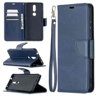 For Nokia 2.4 Retro Lambskin Texture Pure Color Horizontal Flip PU Leather Case with Holder & Card Slots & Wallet & Lanyard(Blue)