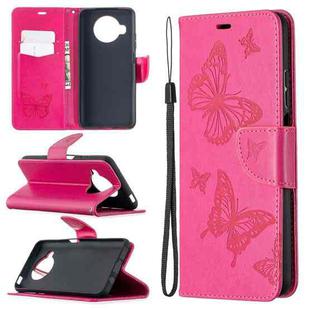 For Xiaomi Mi 10T Lite 5G Two Butterflies Embossing Pattern Horizontal Flip Leather Case with Holder & Card Slot & Wallet & Lanyard(Rose Red)