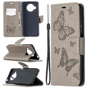 For Xiaomi Mi 10T Lite 5G Two Butterflies Embossing Pattern Horizontal Flip Leather Case with Holder & Card Slot & Wallet & Lanyard(Grey)