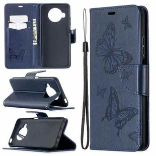 For Xiaomi Mi 10T Lite 5G Two Butterflies Embossing Pattern Horizontal Flip Leather Case with Holder & Card Slot & Wallet & Lanyard(Dark Blue)